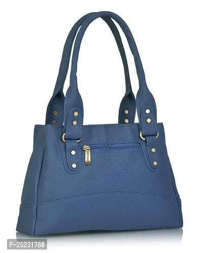 Stylish Women Elite Faux Leather Handbag Blue Large-thumb3