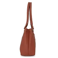 Stylish Faux Leather Handbags For Women 2 Compartments 5 Pockets Tan-thumb3