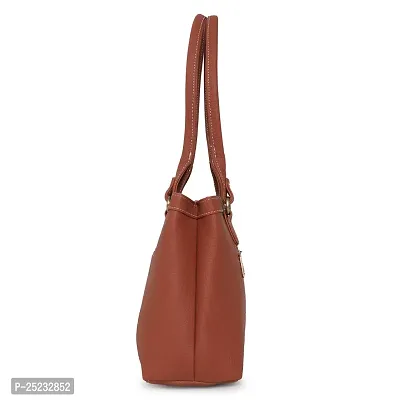 Stylish Faux Leather Handbags For Women 2 Compartments 5 Pockets Tan-thumb4