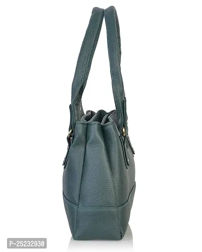Stylish Women Elite Faux Leather Handbag Green Large-thumb4