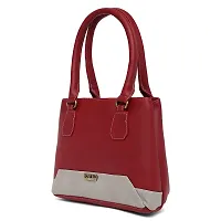 Stylish Women Zita Faux Leather Handbag Maroon Grey Large-thumb2