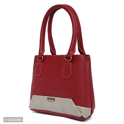 Stylish Women Zita Faux Leather Handbag Maroon Grey Large-thumb3