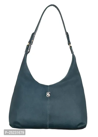Stylish Women Faux Leather Versaze Hobo Shoulder Bag Blue Large-thumb0