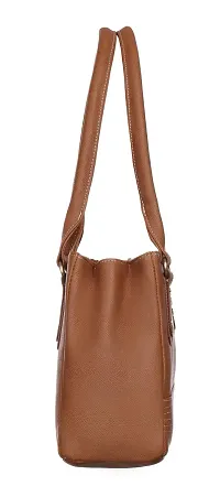 Stylish Women Reptile Faux Leather Handbag Tan Large-thumb3