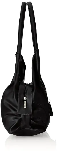 Stylish Women Style Diva Faux Leather Handbag Black Large-thumb3