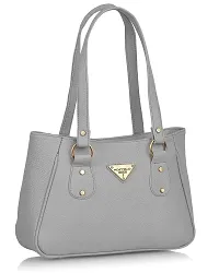 Stylish Women Titanic Faux Leather Handbag Grey Medium-thumb1