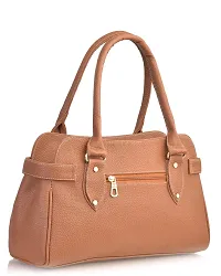 Stylish Faux Leather Handbags For Women 2 Compartments 4 Pockets Tan-thumb2