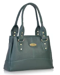 Stylish Women Elite Faux Leather Handbag Green Large-thumb1