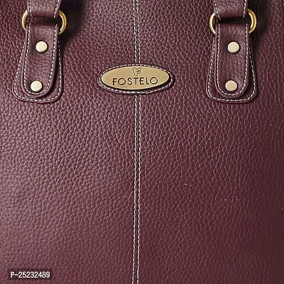 Stylish Women Everly Faux Leather Handbag Maroon Large-thumb5