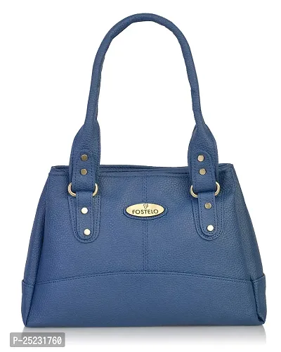 Stylish Women Elite Faux Leather Handbag Blue Large-thumb0