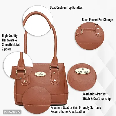 Stylish Women Bowie Faux Leather Handbag Tan Medium-thumb2