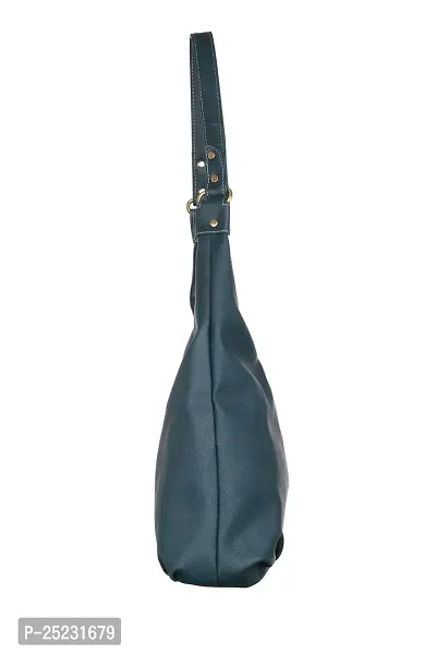 Stylish Women Faux Leather Versaze Hobo Shoulder Bag Blue Large-thumb3