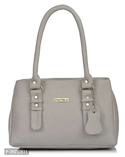 Stylish Women Westside Faux Leather Handbag Grey Large-thumb0