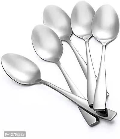 Konquer TimeS Stainless Steel Spoons Set Mirror Finish Modern Cutlery Spoons for Home, Kitchen | Table Spoon | Medium Spoon | 2 MM Thick | Set of 12 |-thumb5