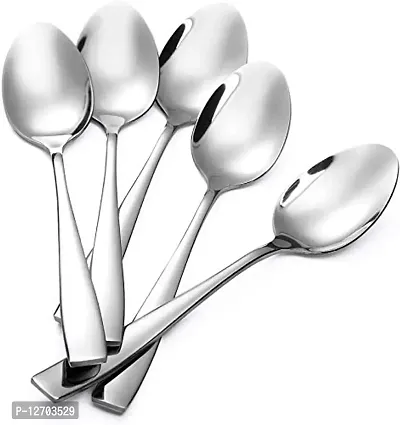 Konquer TimeS Stainless Steel Spoons Set Mirror Finish Modern Cutlery Spoons for Home, Kitchen | Table Spoon | Medium Spoon | 2 MM Thick | Set of 12 |-thumb0