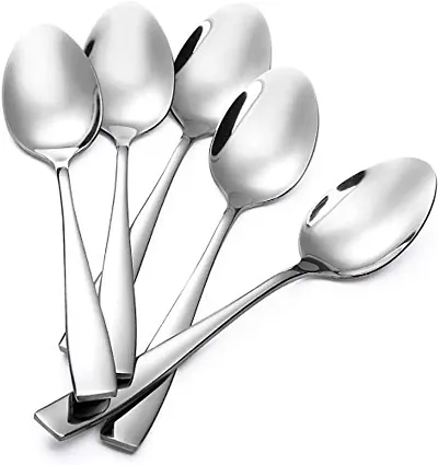 Konquer TimeS Stainless Steel Spoons Set Mirror Finish Modern Cutlery Spoons for Home, Kitchen | Table Spoon | Medium Spoon | 2 MM Thick | Set of 12 |