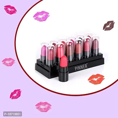 PINNER Dubai Look Mini Pocket Lipstick Combo (Red,Magenta, Mauve, Purple, Peach, Cherry, Nude, Maroon, Brown, Pink, Disco Orange, Chocolate, 17.5 g)