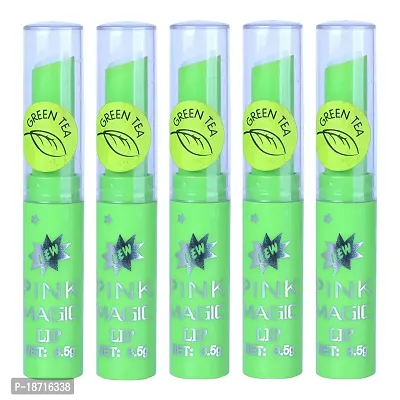 PINNER Fruit Extract Color Changing Green Pink Magic Lipstick Combo Pack of 5?(PINK, 17.5 g)
