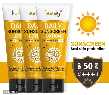 KURAIY Anti-UV Facial Moisturizing Sunscreen SPF50+ Refreshing Primer Body Protection pack of 3-thumb0