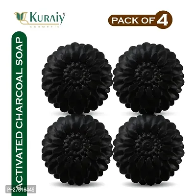 Kuraiy Activated Charcoal Deep Cleansing Bath Soap, 100g (Pack of 4)  (4x 100 g)-thumb0