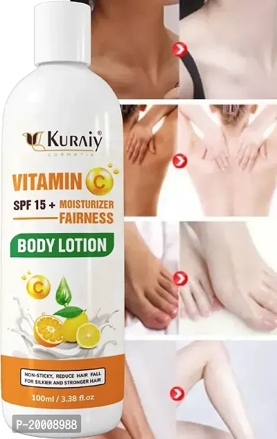 KURAIY 100% Vitamin C Bleaching Body Cream Skin Whitening Moisturizing Almond Body Lotion Skin Lightening Cream