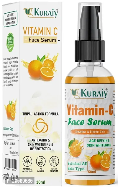 Kuraiy 15% Vitamin C Face Serum with Mandarin | For Glowing Skin | With Pure Ethyl Ascorbic Acid | For Hyperpigmentation  Dull Skin | Fragrance-Free  (50 ml)