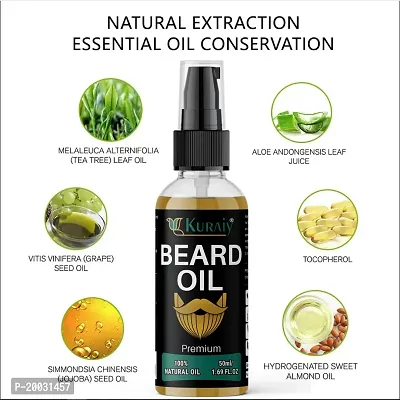 KURAIY Beard Oil 100% Natural Ingredients Growth Oil For Men Beard Grooming Treatment Shiny Smoothing Beard Care-thumb3