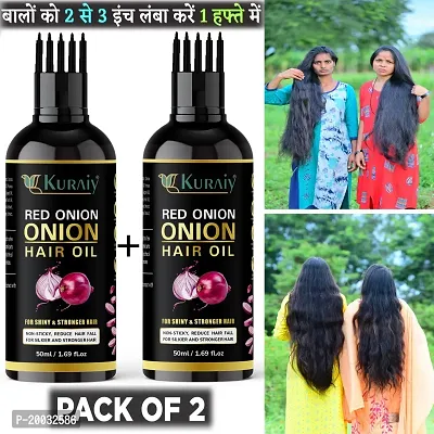 KURAIY Premium Red Onion Herbal Hair Oil Blend of 12 Natural Oils-100ML ( Pack Of 2)