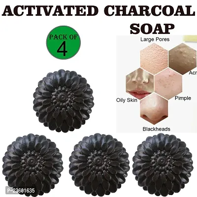 Kuraiy Activated Charcoal Deep Cleansing Bath Soap, 100g (Pack of 4)  (4x 100 g)-thumb0