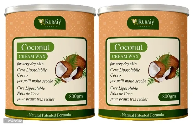 KURAIY Coconut Wax for Smooth Hair Removal - 800gm Coconut extracts For all skin types Removes Tan, Dead Skin For Arms, Legs and Full body (Pack of 2)-thumb0