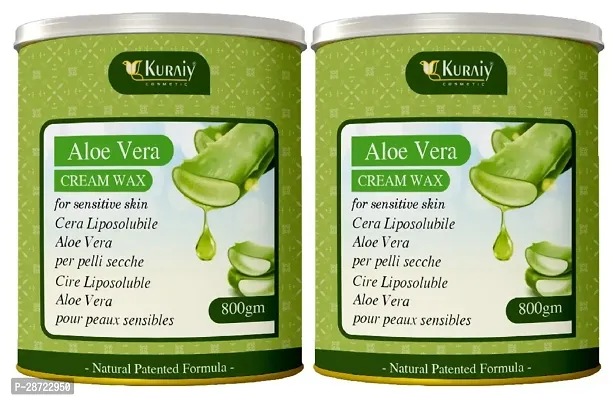 KURAIY Aloevera  Wax for Smooth Hair Removal - 800gm Aloevera  extracts For all skin types Removes Tan, Dead Skin For Arms, Legs and Full body (Pack of 2)-thumb0