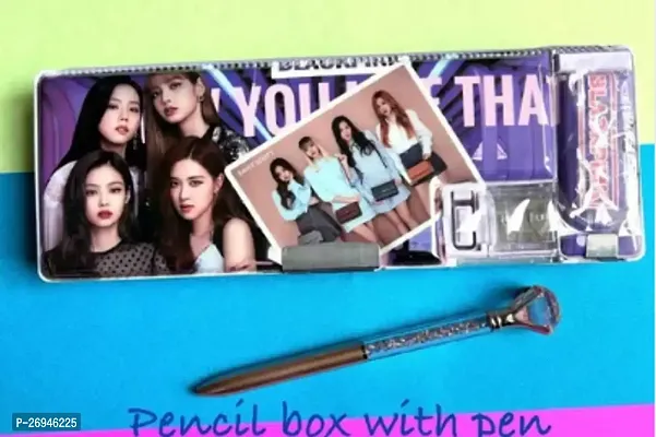 Blackpink Theme Pencil Box Stationery With Pen,Black Pink