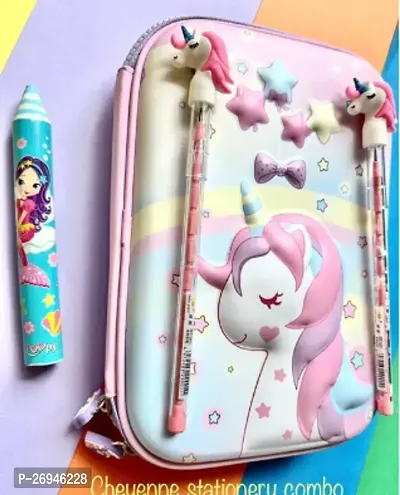 Unicorn Pencil Box Set , Pencil Pouch , School Stationery With Pencils And Mermaid Eraser Art Eva Pencil Box