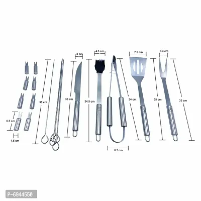 BBQ Tools Set, Stainless Steel Barbecue Accessories with Storage Bags, Complete Outdoor Barbecue Grill Utensils Set, for Outdoor Picnic, Camping, Grilling (18 Pieces)-thumb4