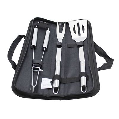 BBQ Tools Set, Stainless Steel Barbecue Accessories with Storage Bags, Complete Outdoor Barbecue Grill Utensils Set, for Outdoor Picnic, Camping, Grilling (3 Pieces)