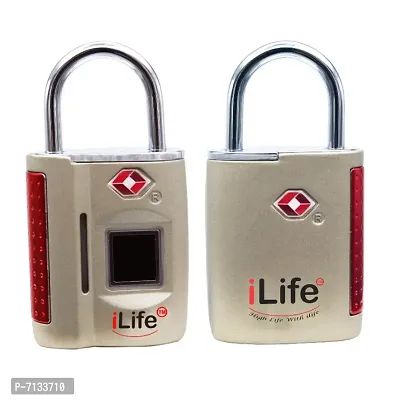 iLife Fingerprint TSA Painted Padlock, Smart Biometric Lock, Metal Waterproof Portable Security Lock for Gym, Door, Backpack, Luggage Suitcase, Bike, Office, keyless; Gold-thumb0