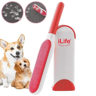 iLife furniture -Animal Cleaning  Hair Remover Brush -lint Remover for pet Hair Animal Hair Removal Tool-Double-Sided Lint Brush with Self-Cleaning Base -Great for : Furniture, Clothing (Red)