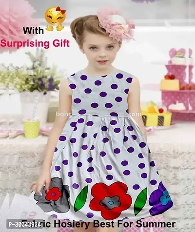 Fabulous White Cotton Blend Printed Frock For Girls