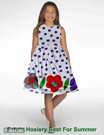 Fabulous White Cotton Blend Printed Frock For Girls-thumb0