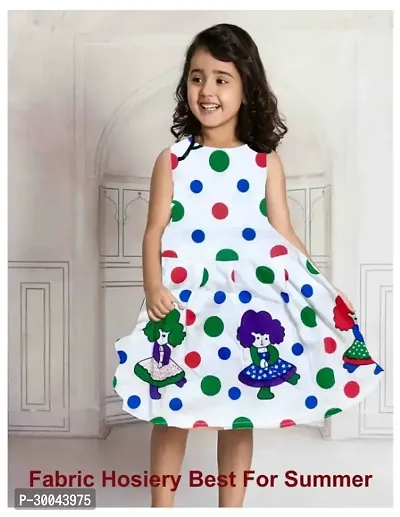 Fabulous White Cotton Blend Printed Frock For Girls-thumb0