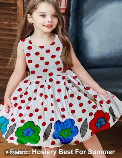 Fabulous White Cotton Blend Printed Frock For Girls