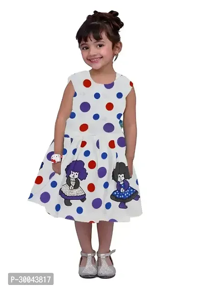 Fabulous White Cotton Printed Frock For Girls-thumb0