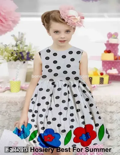 Fabulous White Cotton Blend Printed Frock For Girls