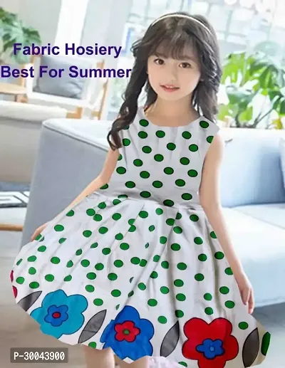 Fabulous White Cotton Blend Printed Frock For Girls