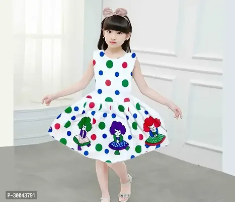 Fabulous White Cotton Printed Frock For Girls-thumb0