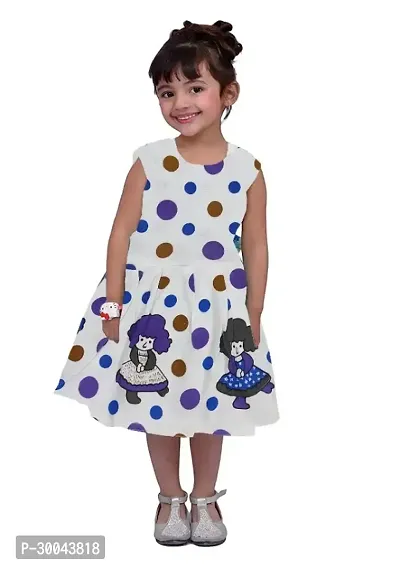 Fabulous White Cotton Printed Frock For Girls