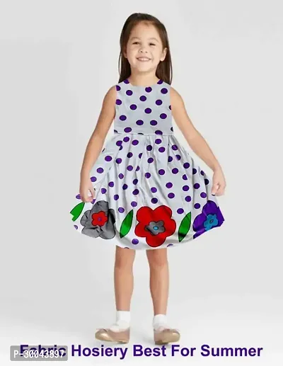 Fabulous White Cotton Blend Printed Frock For Girls