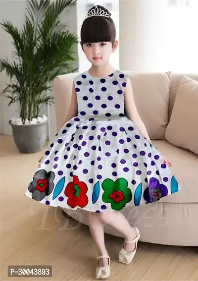 Fabulous White Cotton Blend Printed Frock For Girls-thumb0