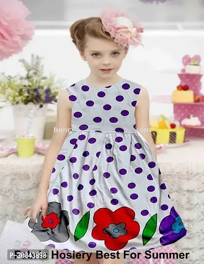 Fabulous White Cotton Blend Printed Frock For Girls-thumb0