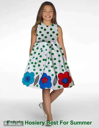 Fabulous White Cotton Blend Printed Frock For Girls-thumb0